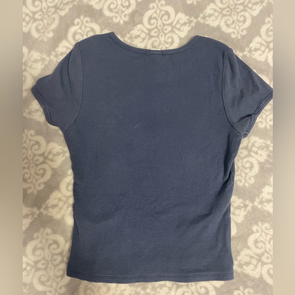 Bozzolo Blue Ribbed Top